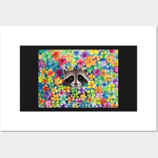 Flower Racoon Posters and Art